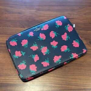 Kate Spade Black and Pink Rose Laptop Sleeve
